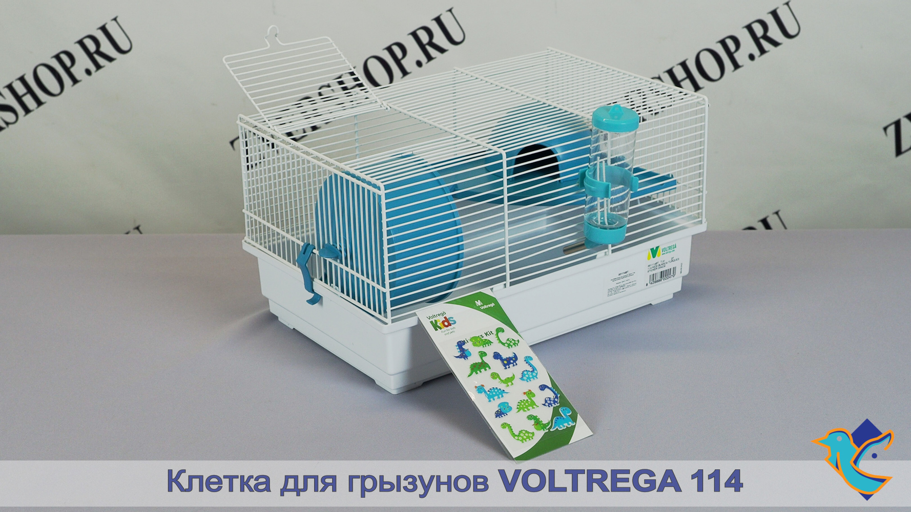 Фото Клетка Voltrega для грызунов (114) голубая, 39*25,5*22 см  
