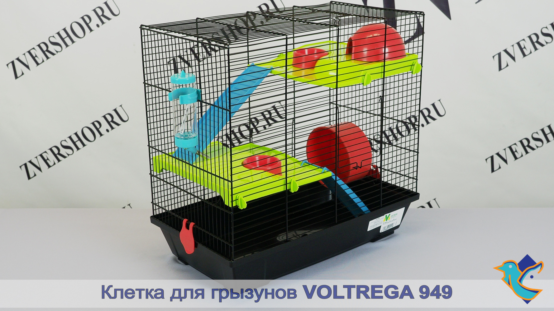 Фото Клетка Voltrega для грызунов (949) черная, 50,5*28*47 см 