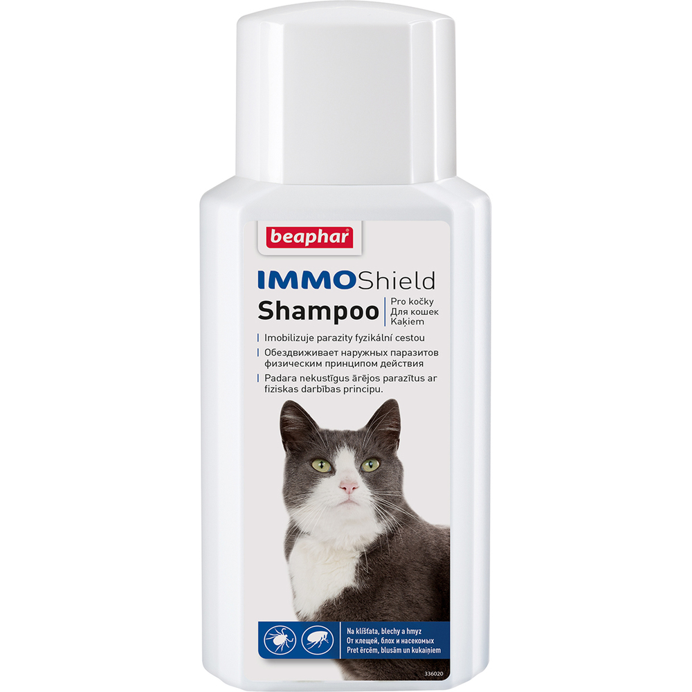 Фото Шампунь Beaphar IMMO Shield Shampoo от паразитов для кошек 200 мл 