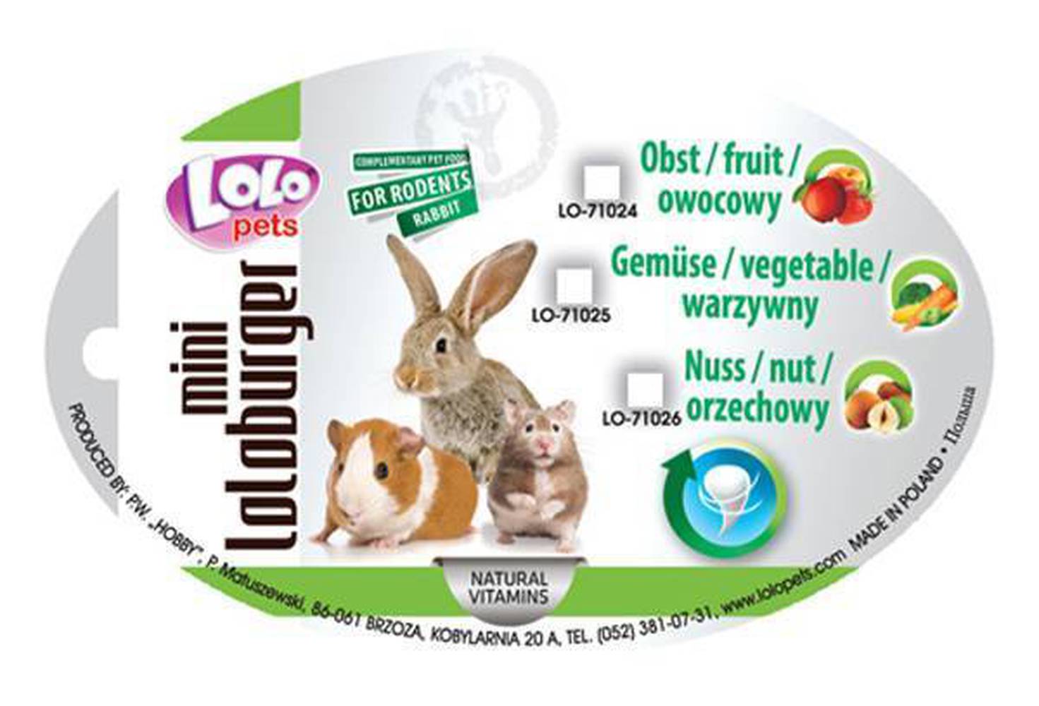 Фото Лакомство Lolo Pets для грызунов и кроликов Лолобургер (коробка, 12 шт.)