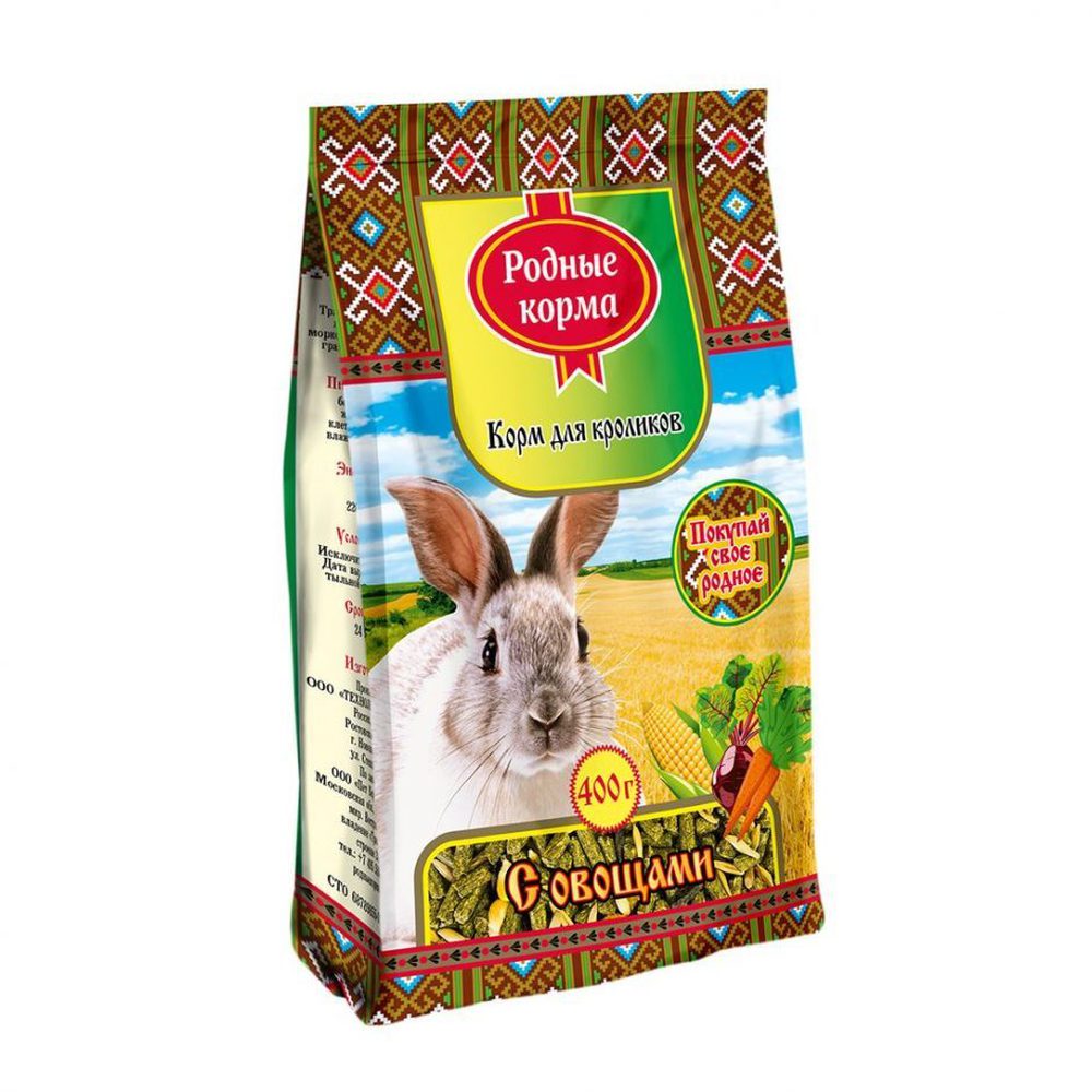 Фото Корм Родные корма для кроликов «с овощами» 400 г 