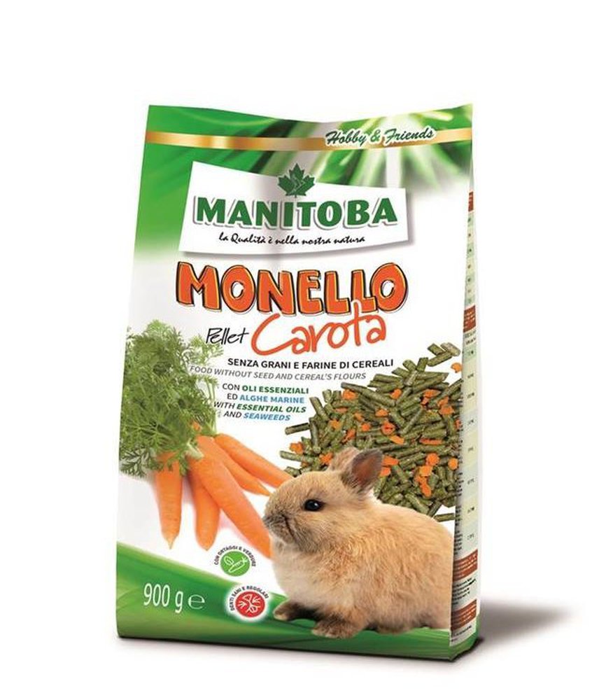 Фото Корм Manitoba Monello Pellet Carota для кроликов безглютеновый с морковью 900 г 