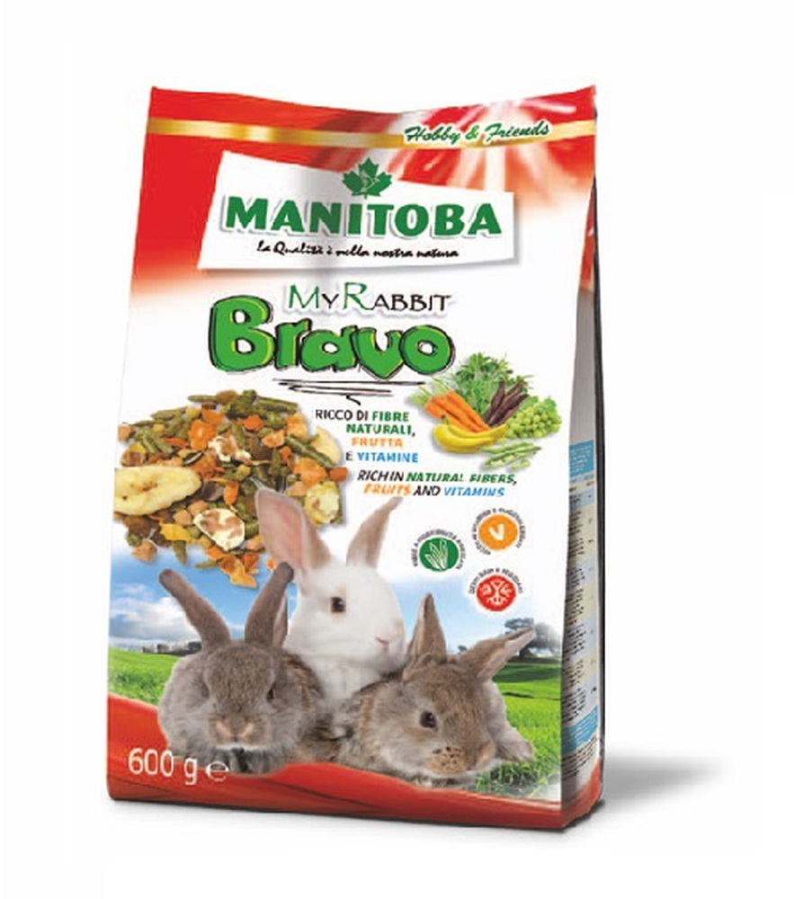 Фото Корм Manitoba My rabbit Bravo корм для карликовых кроликов с фруктами и овощами, 600 г 