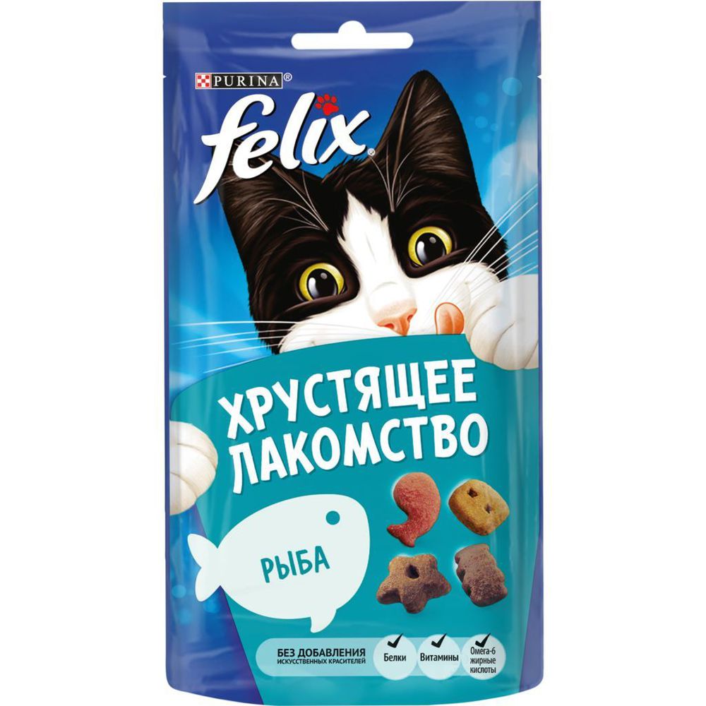Фото Хрустящее лакомство Felix для взрослых кошек с рыбой, 60 г 