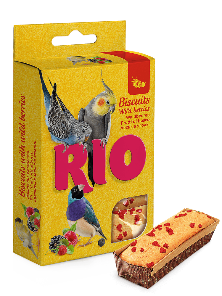 Фото Бисквиты Rio для всех видов птиц с лесными ягодами, коробка 5х7 г 