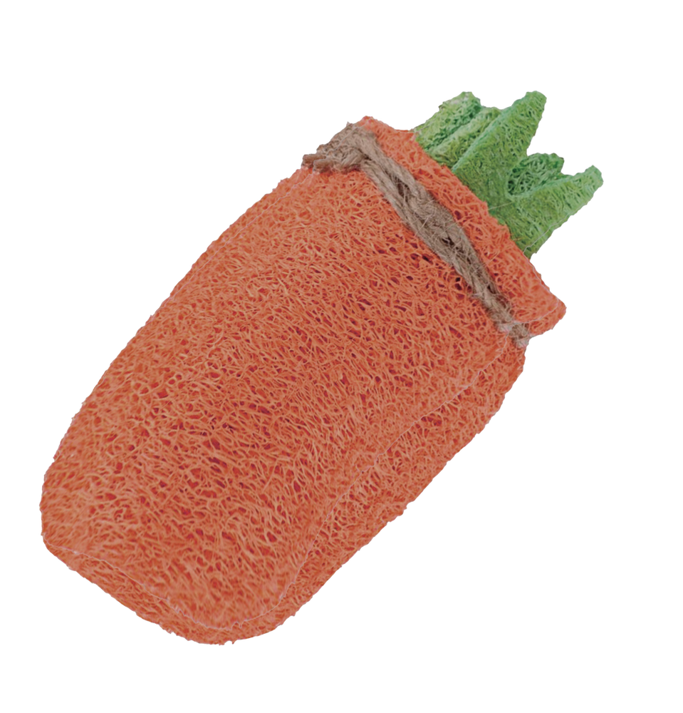 Фото Triol Игрушка "Морковь" из люфы для грызунов, 12 см 