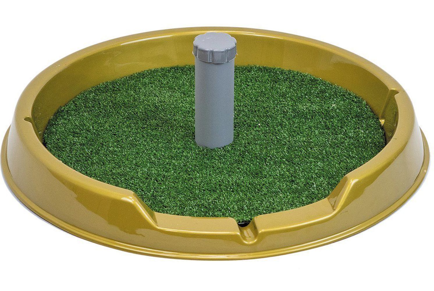 Фото Туалет Дарэлл круглый со столбиком Рокки для собак мелких пород с искусственной травой 60 см 