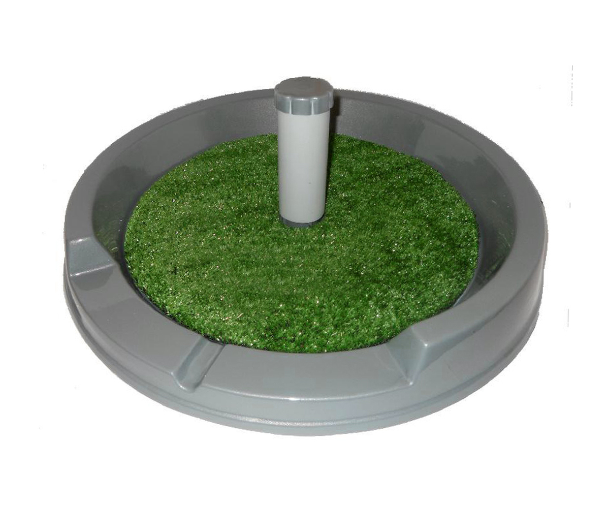 Фото Туалет со столбиком круглый для собак мелких пород Данко, искусственная трава 