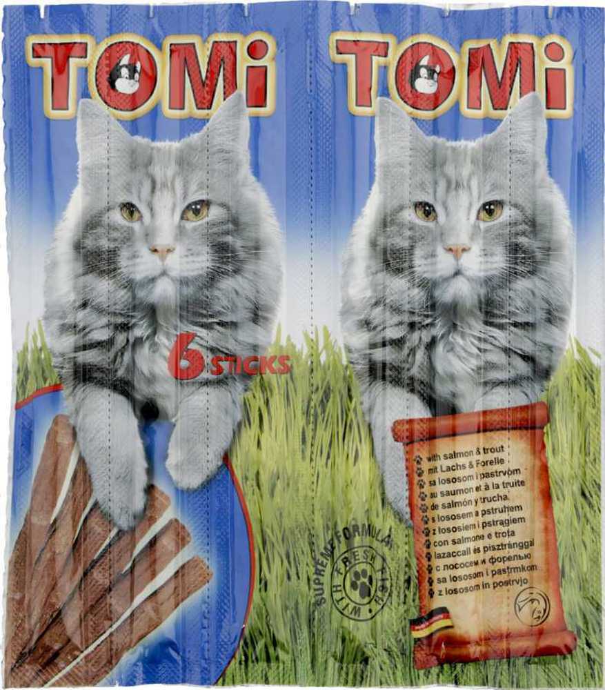 Фото Лакомство TOMI палочки для кошек упаковка 6 шт*5 г, лосось и форель 