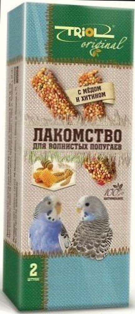 Фото Лакомство для волнистых попугаев палочки с мёдом и хитином Triol Original, 2 шт