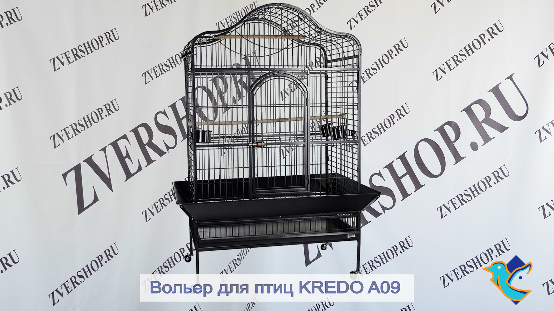 Фото Клетка Kredo для птиц A09 черная (125,6*92,8*172 см) 