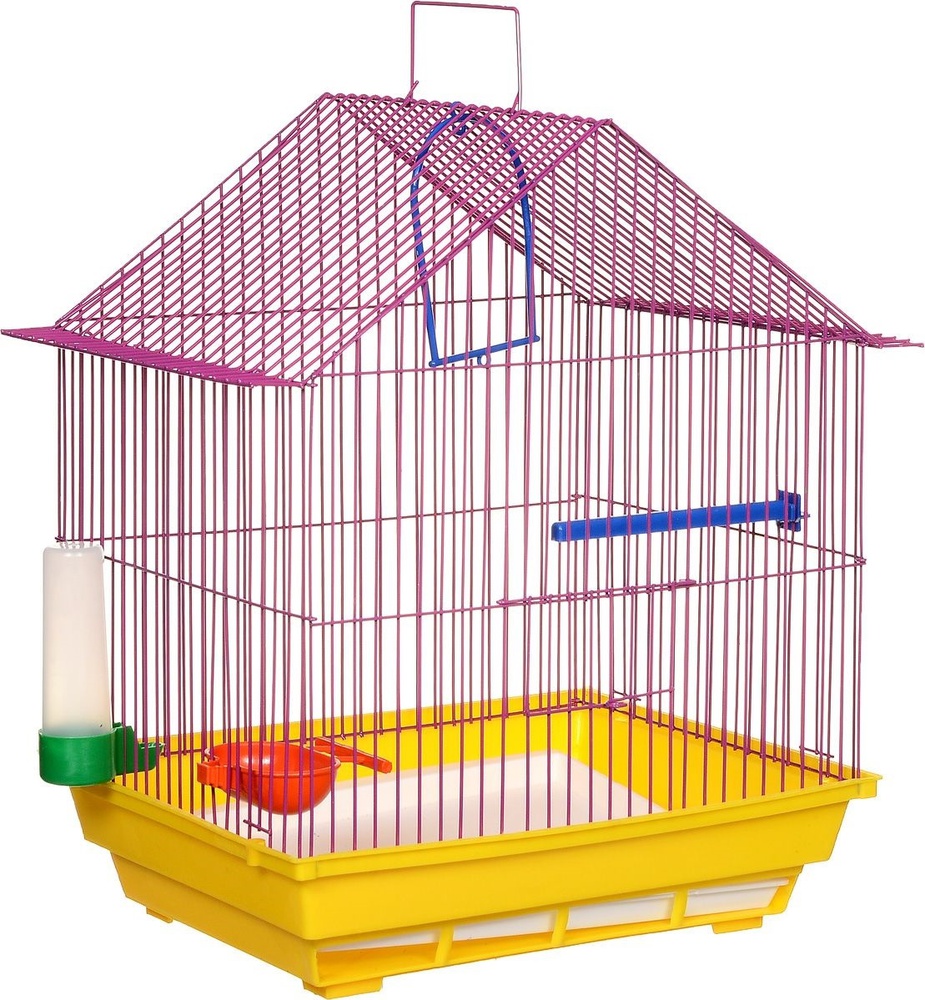 Фото Клетка Zoomark для птиц маленький домик (410) комплект (35*28*43 см) 