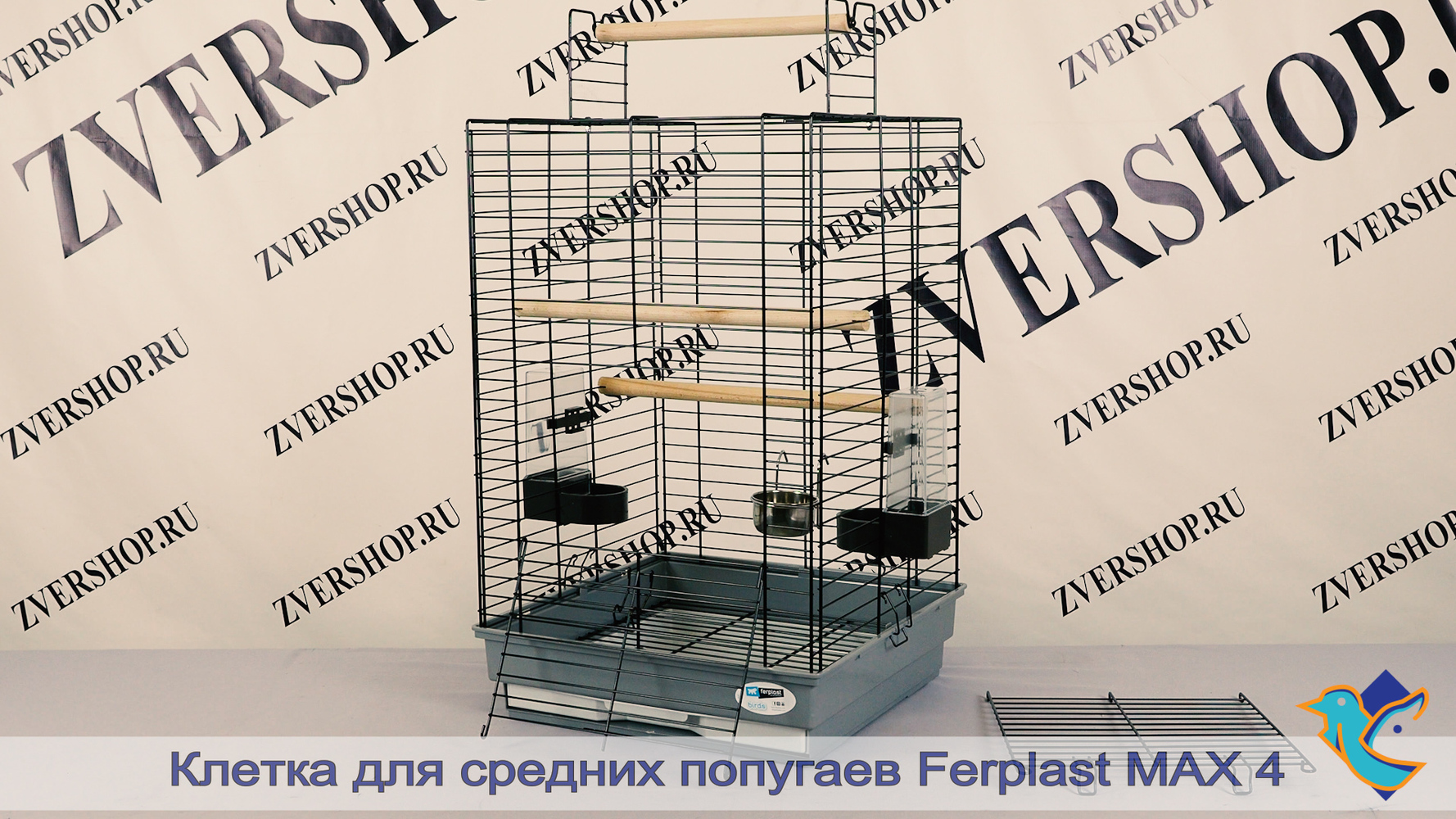 Фото Клетка Max 4 для средних попугаев (черная) Ferplast (50*50*75 см)