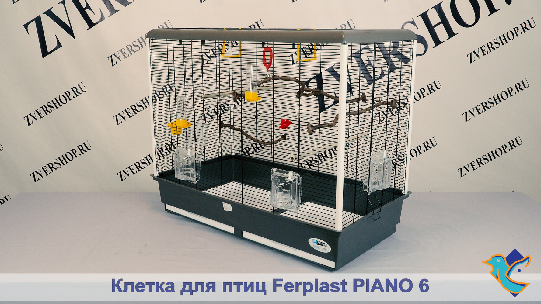 Фото Клетка для птиц Piano 6 (черная) Ferplast (87*46,5*70 см) 