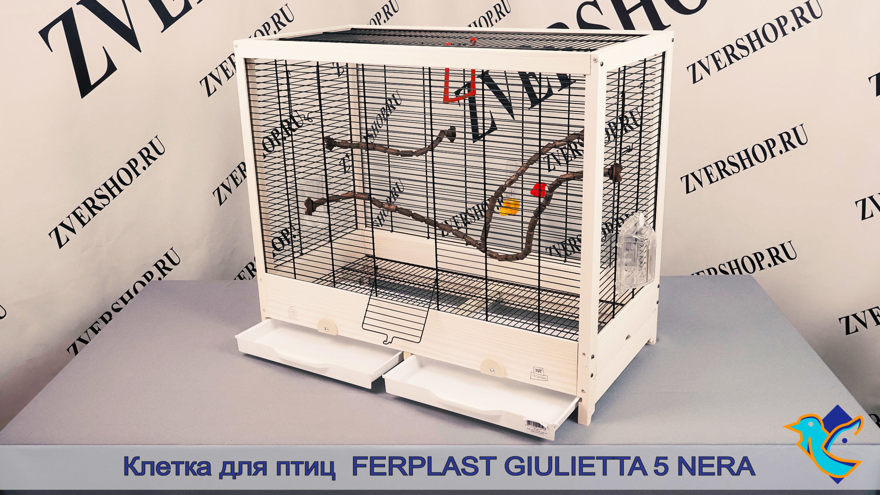 Фото Клетка для птиц Giulietta 5 Nera (деревянная) Ferplast (69*34,5*58 см) 