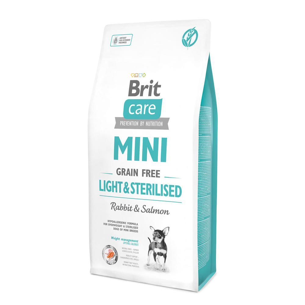 Фото Brit Care Mini Light&Sterilised беззерновой корм для собак миниатюрных пород с избыточным весом или стерилизованных 