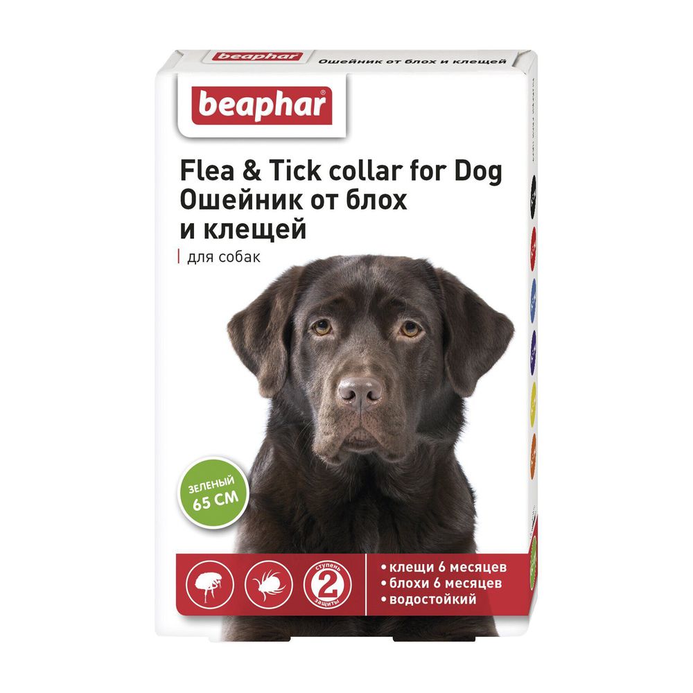 Фото Ошейник Flea & Tick collar for Dog от блох и клещей для собак зеленый 65 см 