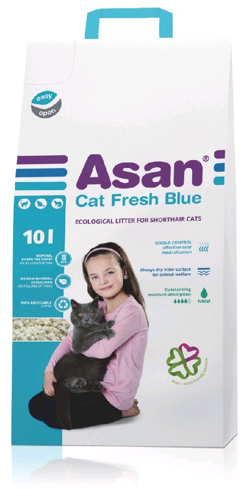 Фото Наполнитель для кошачьих туалетов Asan Cat Fresh Blue 10 л, бумажный 