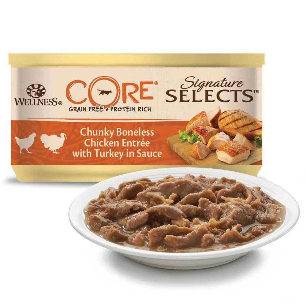 Фото Wellness Core Signature Selects консервы для кошек, измельченное куриное филе с индейкой в соусе, 79 г 