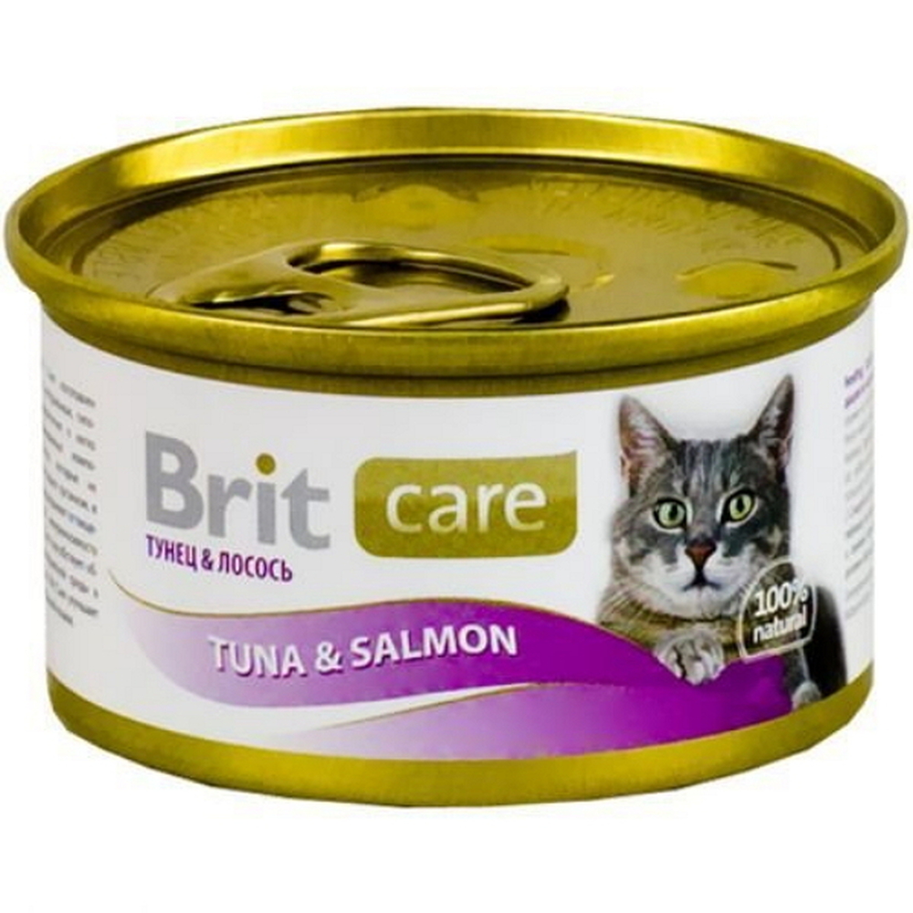 Brit cat корм для кошек. Brit консервы 80г. Brit консервы для кошек Tuna Salmon. Брит Care конс. Д/кошек тунец лосось 80г. Корм для кошек Brit влажный с лососем.