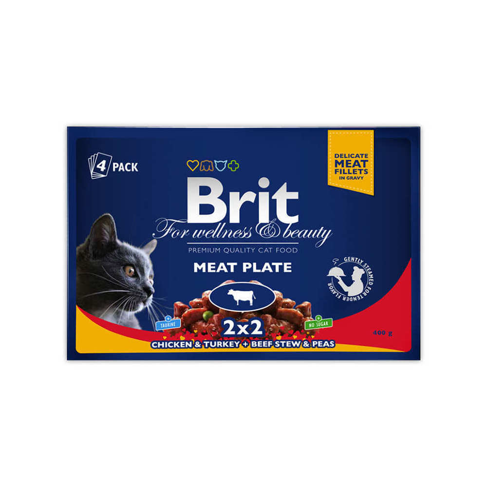 Фото Набор паучей Brit Premium Мясная тарелка для кошек 4*100 г  
