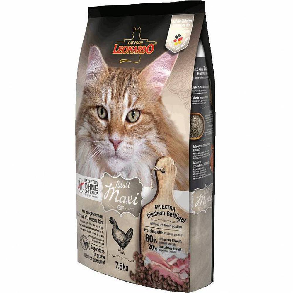 Фото Сухой беззерновой корм Leonardo Adult Maxi GF для кошек 7,5 кг. 