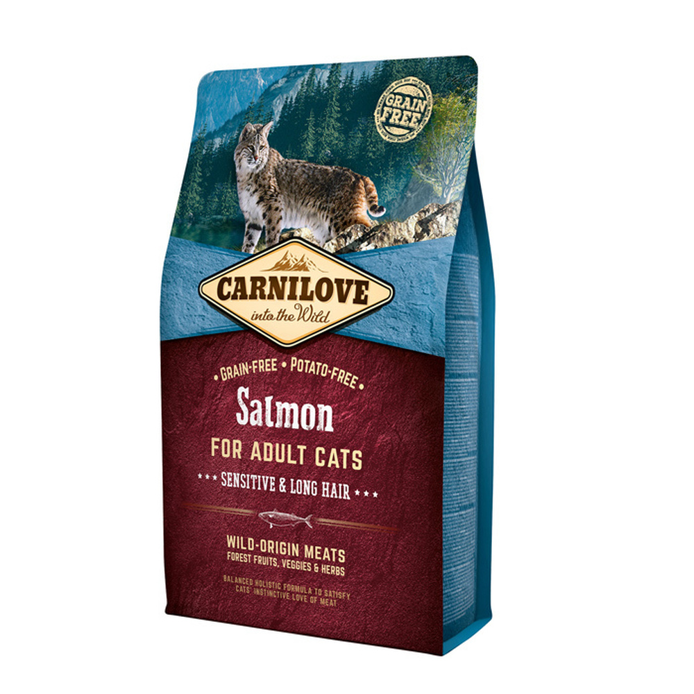 Фото Carnilove Salmon for Adult Cats Sensitive & Long Hair для кошек, лосось 