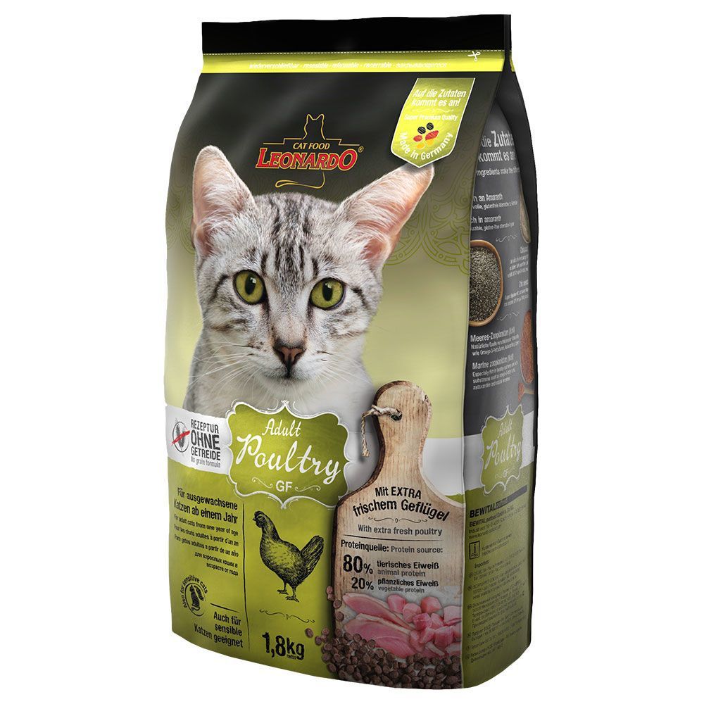 Фото Сухой беззерновой корм Leonardo Adult Poultry GF для кошек - 7.5 кг 