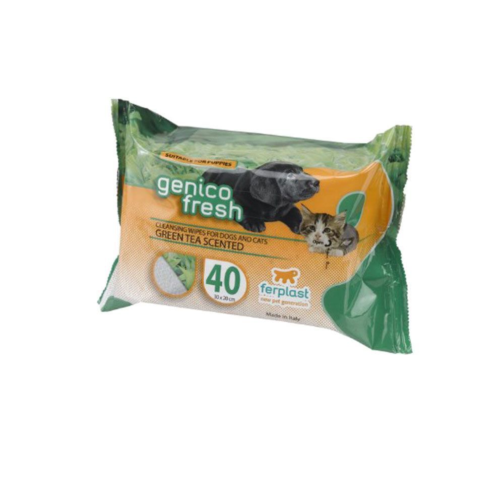 Фото Гигиенические салфетки Ferplast Genio Fresh Green Tea 40 для кошек и собак 30*20 см 