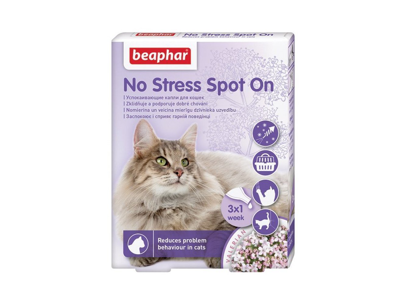 Фото Успокаивающие капли Beaphar No Stress Spot On для кошек, 3 пипетки 