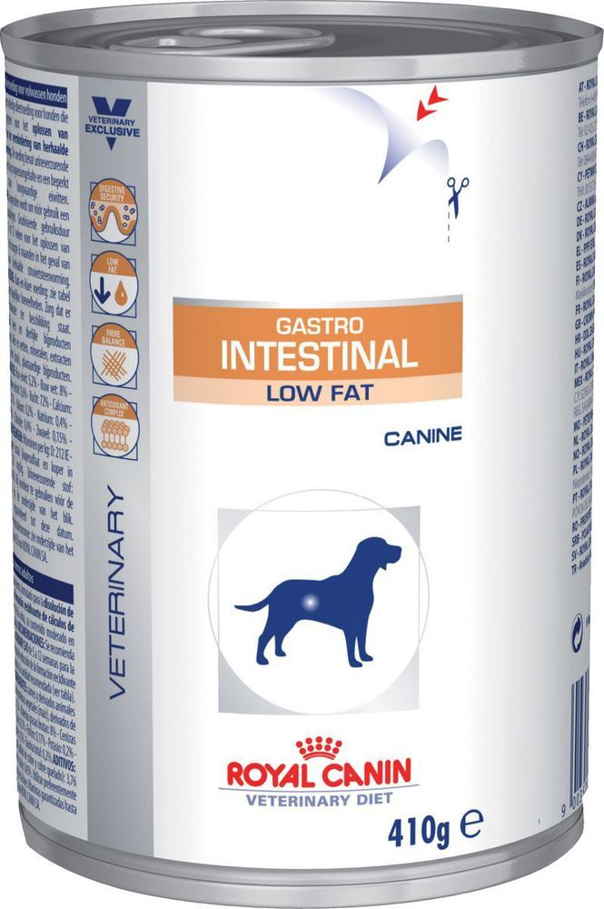 Фото Консервы Royal Canin "Gastro Intestinal Low Fat" для лечения ЖКТ, низкокалорийные 410 г 