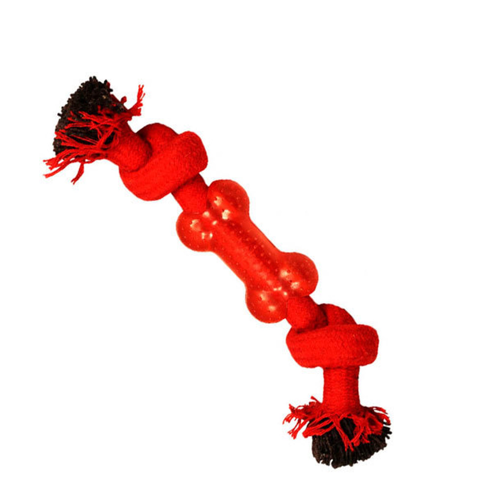Фото Игрушка для собак "Веревка-канат, 2 узла и кость", 24 см Triol 