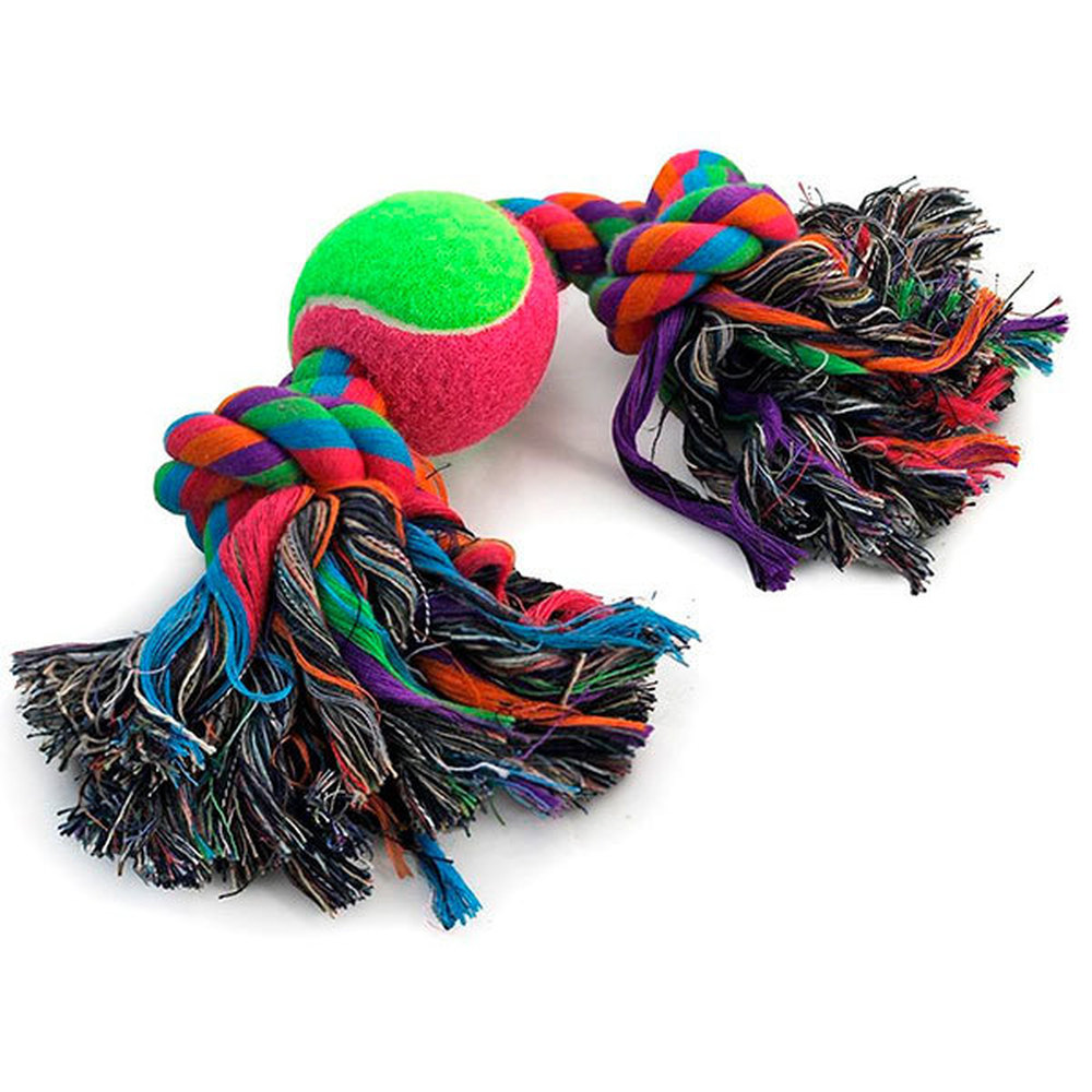 Фото Верёвка цветная 0073XJ "Два узла" с мячом, 35 см 