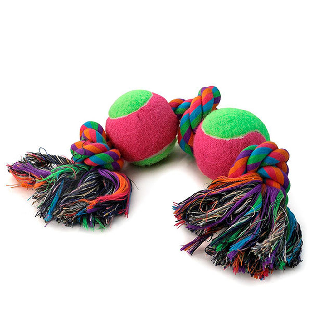 Фото Верёвка цветная 0070XJ "Три узла" с двумя мячами, 35 см 
