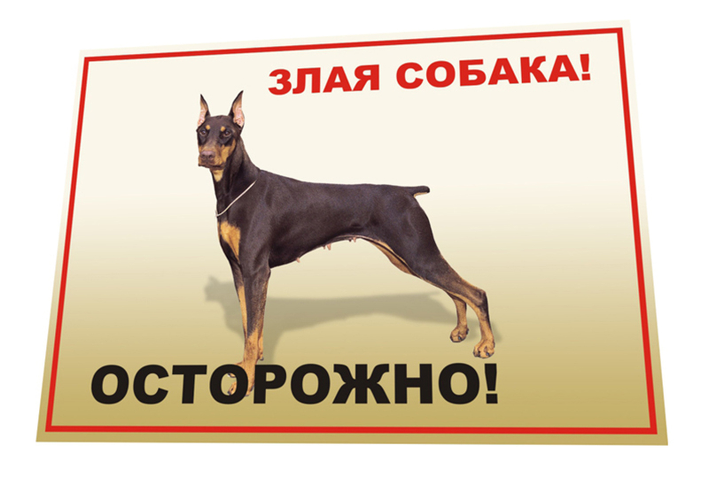 Осторожно злая собака Доберман табличка