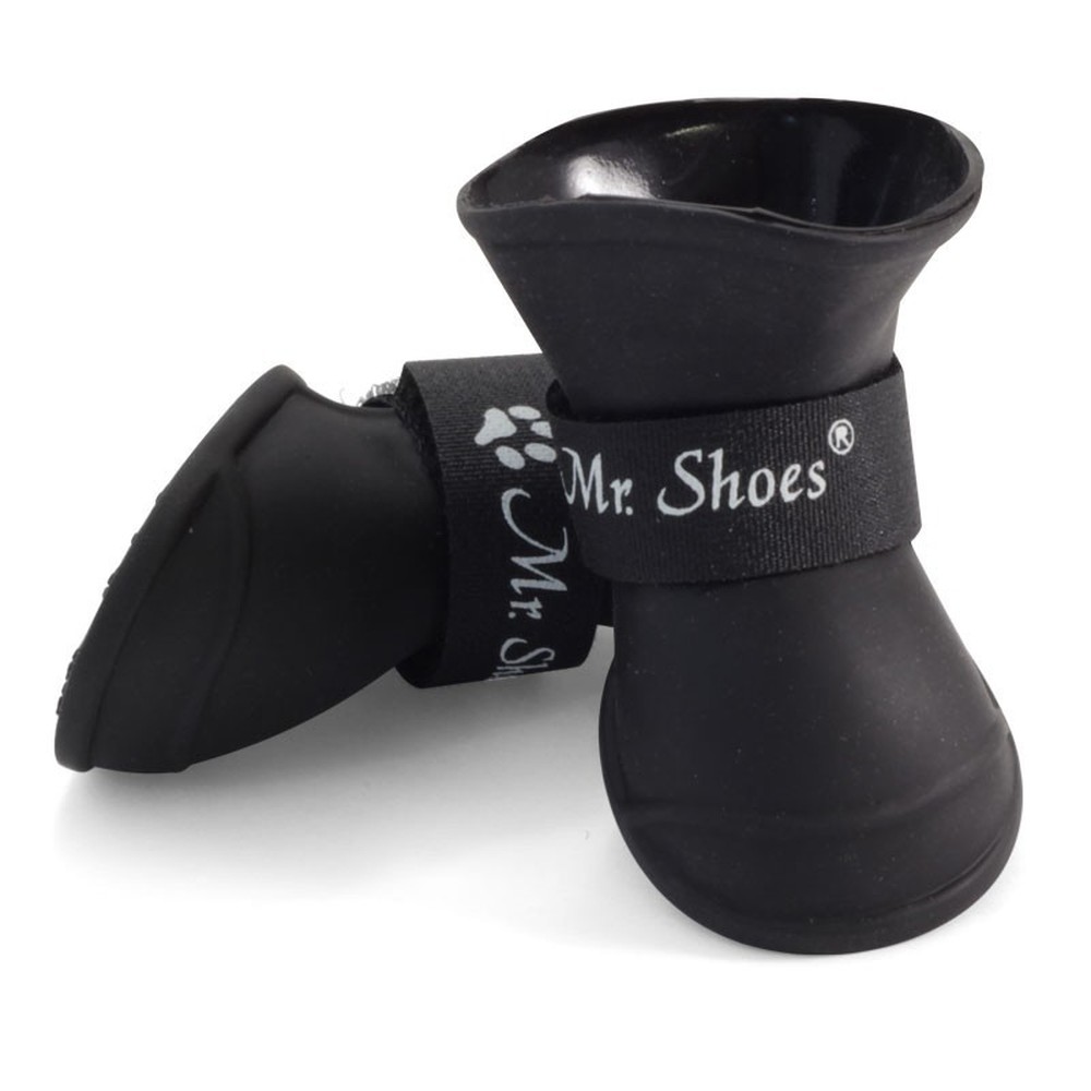 Фото Сапоги для собак YXS203 Mr. Shoes Triol черные из мягкой резины на липучке, черные, 4 шт  