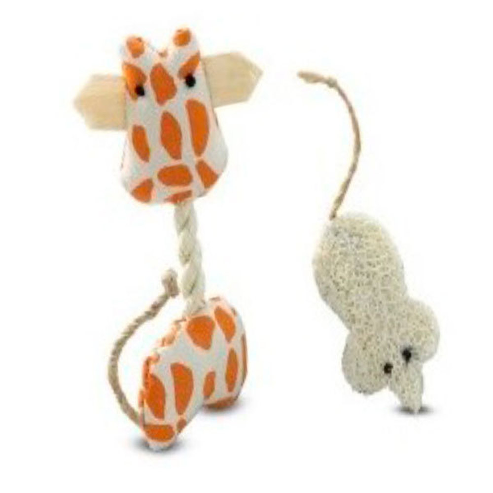 Фото Набор игрушек для кошек EC35 "Жираф и мышка" 11 см, 6/120 см 