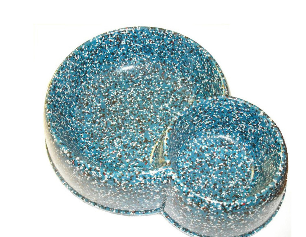 Фото Миска двойная для животных из искусственного камня Данко, 150 + 400 мл, цвета в ассортпеименте 