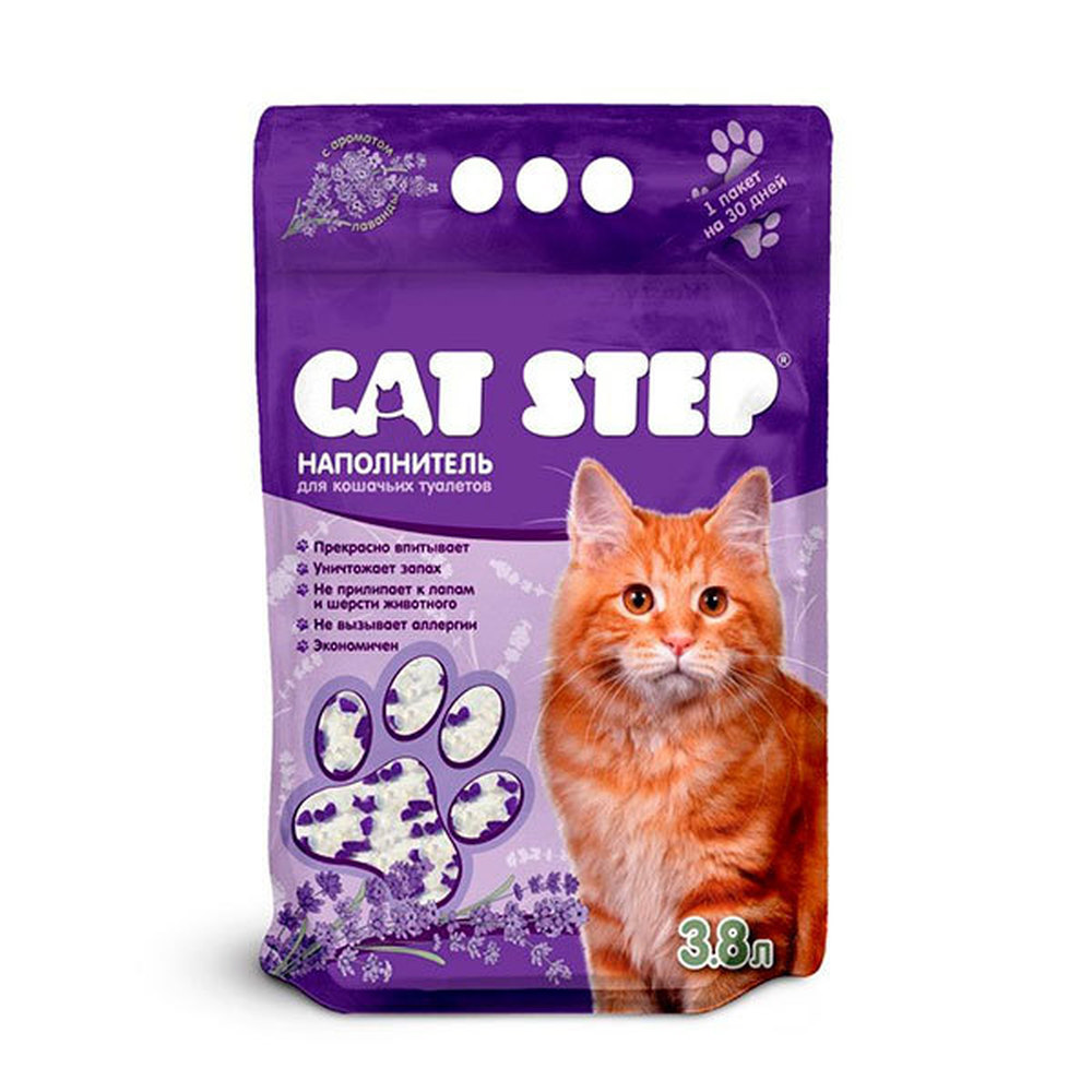 Фото Cat Step Силикагель 3,8 л "ЛАВАНДА" наполнитель для кошек 