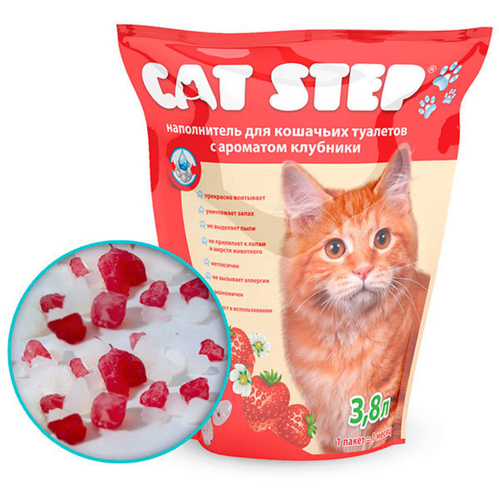 Фото Cat Step Силикагель 3,8 л  с ароматом клубники наполнитель для кошек 