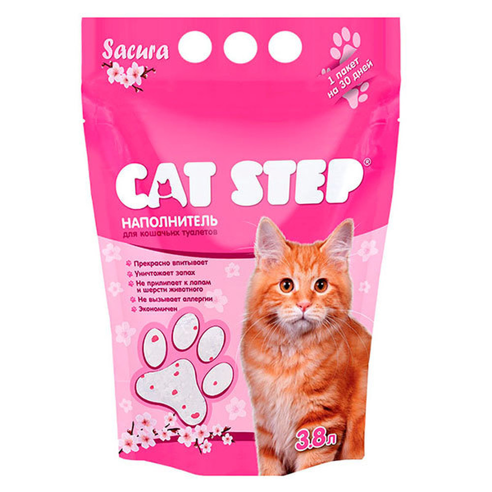Фото Cat Step Силикагель 3,8 л  "Sacura" наполнитель для кошек 
