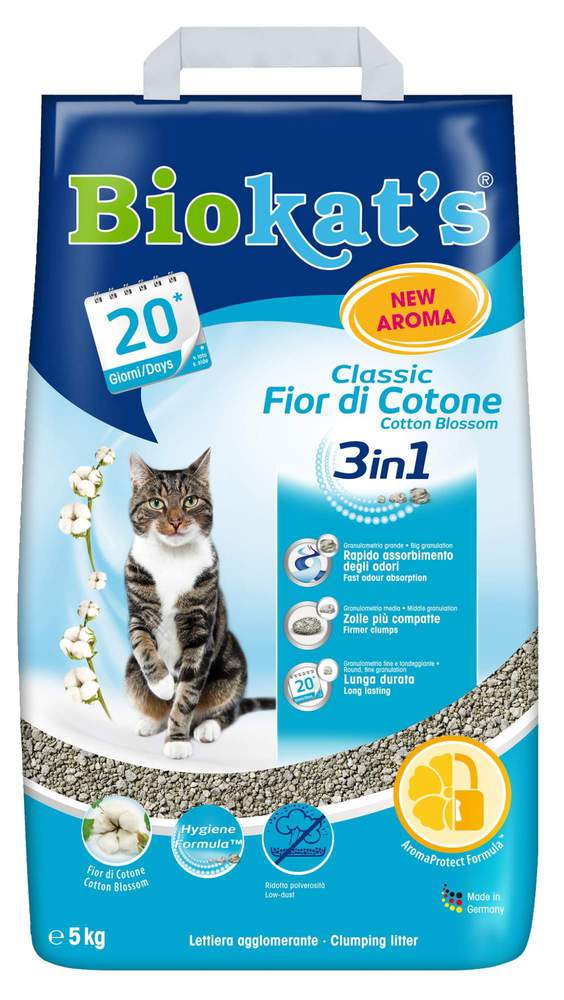 Фото Наполнитель "Biokat`s Классик 3 в 1 с ароматом хлопка" для туалета для кошек 