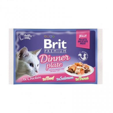 Фото Набор паучей Brit Premium Dinner Plate Jelly (кусочки в желе) для кошек 4*85 г