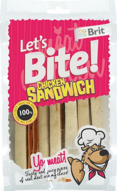 Фото Лакомство Brit Let's Bite Chicken Sandwich куриный сэндвич для собак, 80 г 