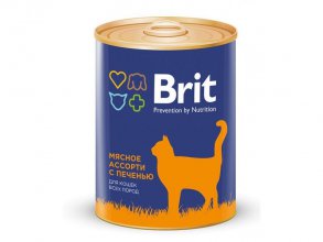 Фото Консервы Brit Premium мясное ассорти с печенью для кошек, 340 г
