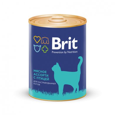 Фото Консервы Brit Premium мясное ассорти с птицей для кастрированных котов, 340 г