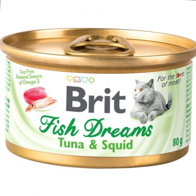 Фото Brit Fish Dreams консервы для кошек с тунцом и кальмаром