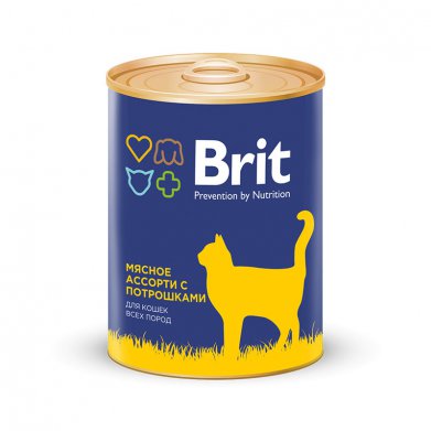 Фото Консервы Brit Premium мясное ассорти с потрошками для кошек, 340 г