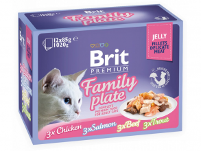 Фото Набор паучей Brit Premium Family Plate Jelly Семейная тарелка (кусочки в желе) для кошек 12*85 г