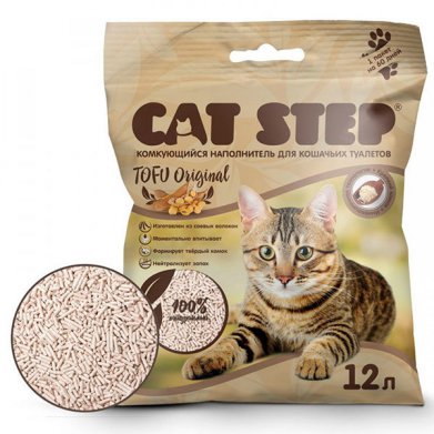 Фото Наполнитель для кошачьих туалетов Cat Step Tofu Original 12 L, растительный комкующийся